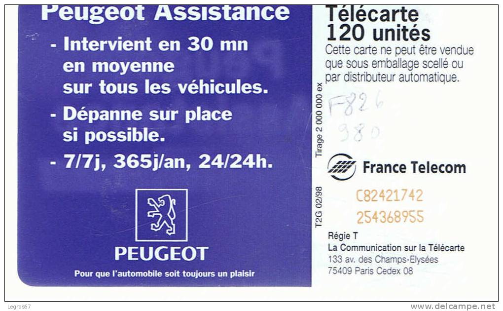 TELECARTE F 826 980 PEUGEOT ASSISTANCE - 120 Unidades