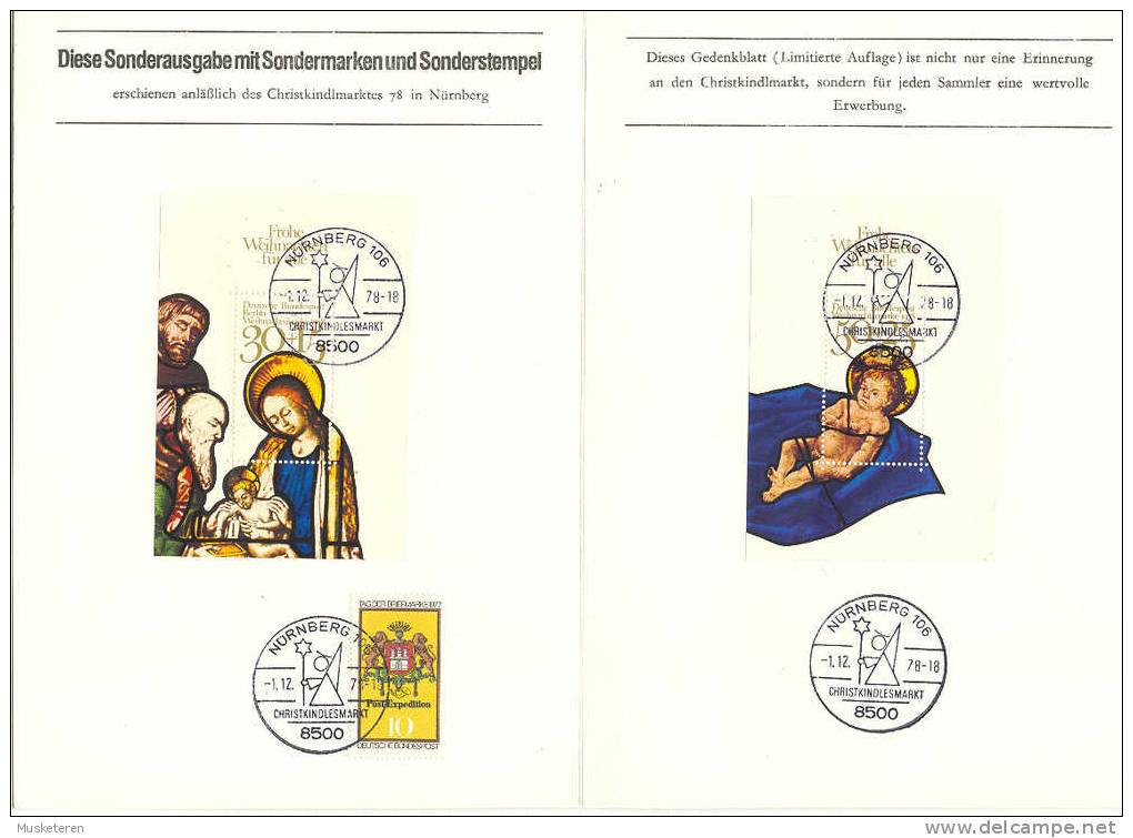 Germany Christmas Special Edition Maximum Card 1978 Offizielle Sojnderausgabe Gedenkblatt - Covers & Documents