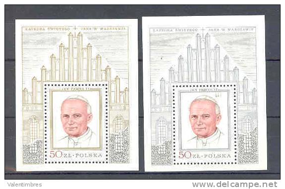 Pologne  Poland Polen Polska  BF ** YT 83/84  Visite  Du Pape JPaul II (cote 80 € ) - Blocs & Hojas