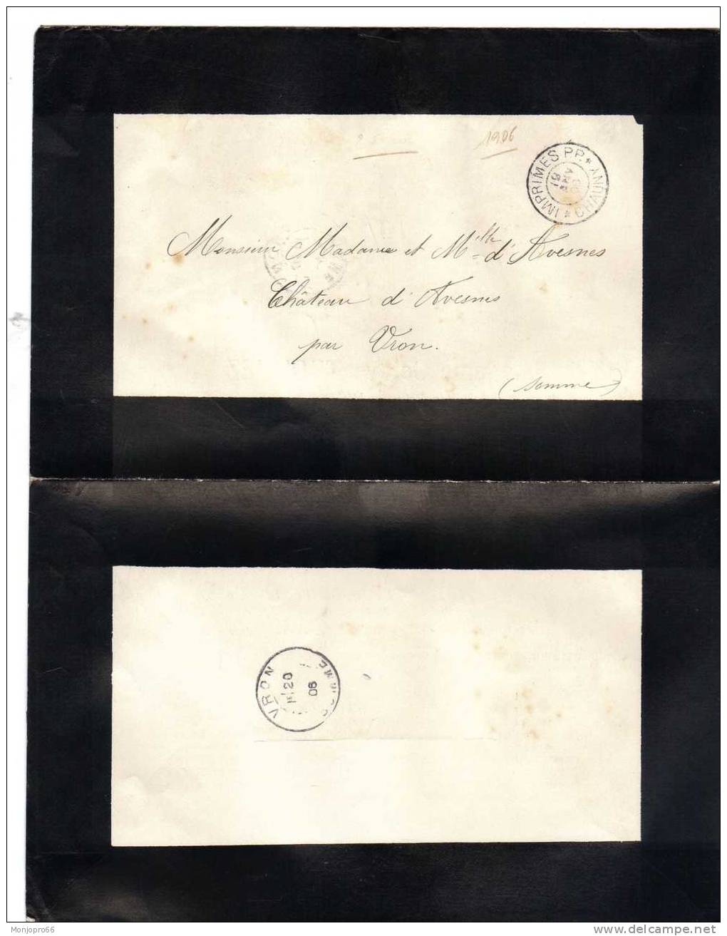 Enveloppe/Avis De Décès De Mme Octave TROUVEZ Décédée Le 18 Janvier 1906 à Chauny - Other & Unclassified