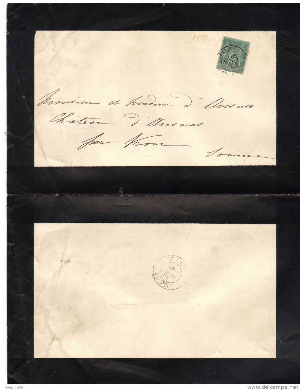 Enveloppe/Avis De Décès De M. Edouard Paul FROGER De MAUNY Décédé Le 25 Décembre 1891 à Pau - Autres & Non Classés