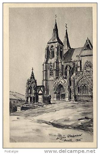 EGLISE ET LA RECEVRESSE, D'APRES UN DESSIN DE J. WEISMANN - Avioth