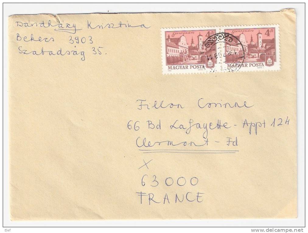 Lettre De  Hongrie/Hungary De 1987 Avec PAIRE Timbre " Szentendre , 4 Ft" ; B/TB - Lettres & Documents