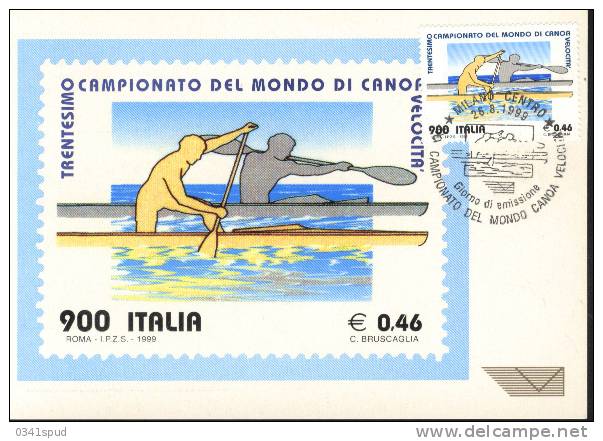 1999 Italia  Milano Carte Maximum  Championnat Du Monde  Canoe  Canoa - Canoa