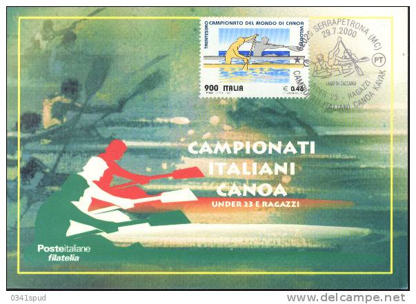 2000  Italia  Carte Maximum  Serrapetrona  Canoe  Canoa - Canoë