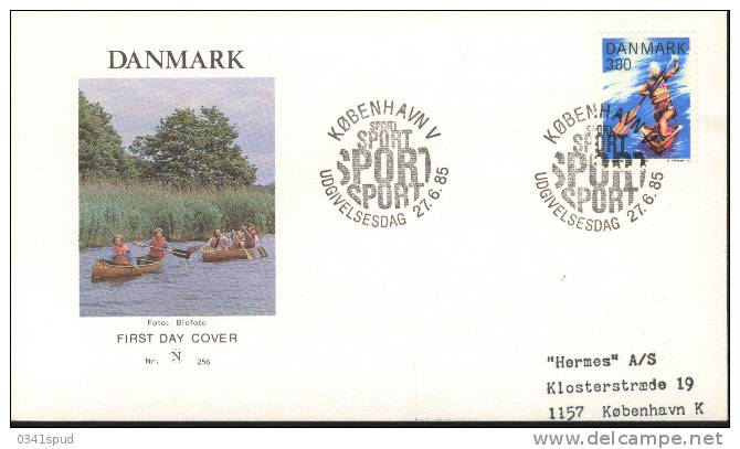 1985 Danemark  FDC  Canoe  Canoa - Canoa