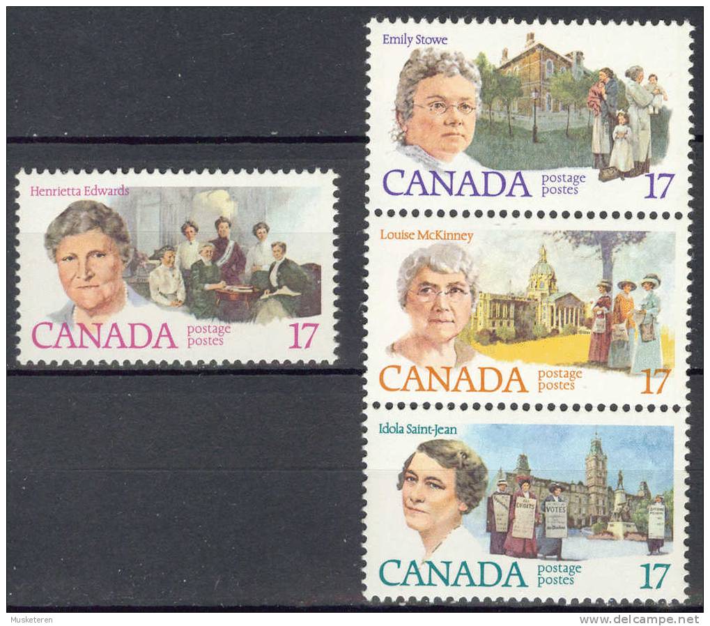 Canada 1981 Mi. 790-93 Feminists 3-Stripe + Single Stamp MNH - Ongebruikt