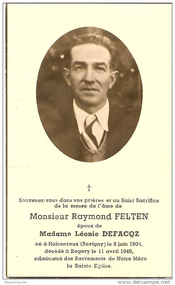 Rogery Bovigny  Souvenir (famille Felten Gouvy - Gouvy