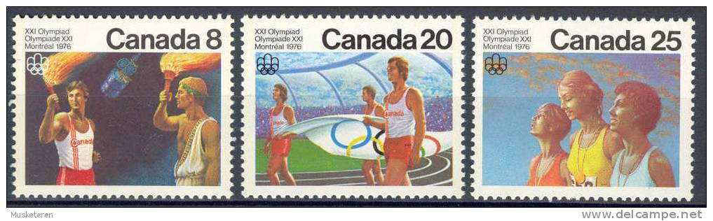 Canada 1976 Mi. 630-32 Olympic Games Montreal Torch Runner Olympic Flag MNH - Neufs