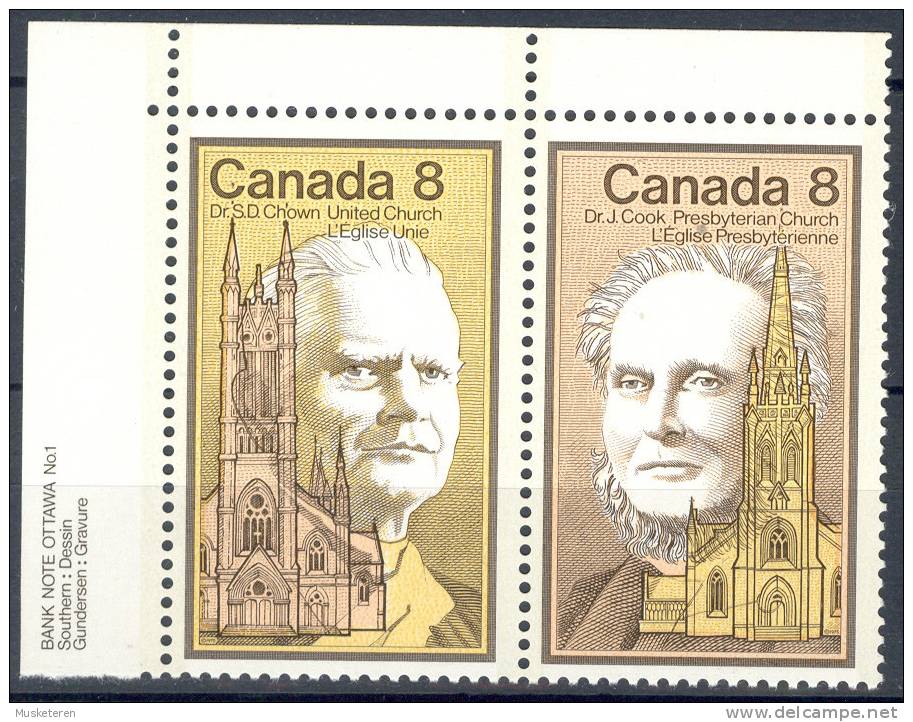 Canada 1975 Mi. 595-96 Celebreties Dwight Chown & John Cook Church Margin MNH - Neufs