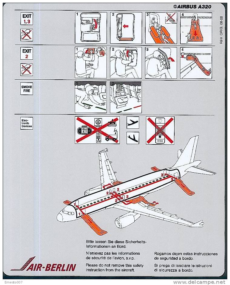 SAFTY CARD AIRBUS A 320 - AIR BERLIN - SIEHE FOTO! - Autres & Non Classés