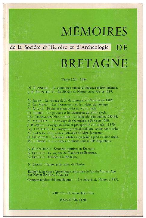 Memoires De Bretagne 1984 Histoire Et Archeologie Sommaire En Photo Attelage De Chiens ..nantes.. - Bretagne