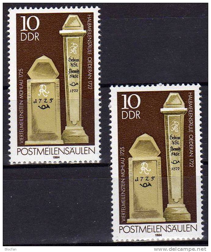 1984 Postmeil-Säule Mit Kleinem I In Postmeile DDR 2853 I ** 32€ Mit Vergleichsstück Säule Error On Stamp Of GDR Germany - Erreurs Sur Timbres