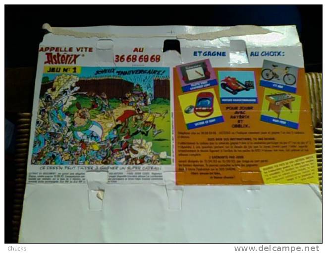 Emballage Cartonné Yaourt Danone Kid Année 1993 Avec Jeu Concours ASTERIX – Format : 25 X 42 Cm Déplié - Astérix