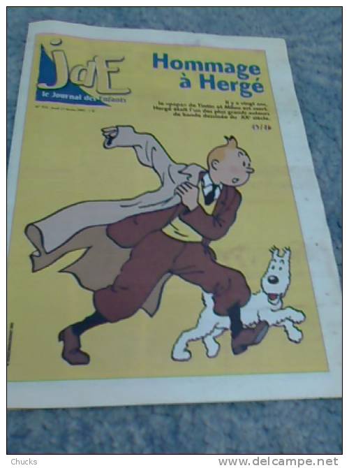 JDE Journal Des Enfants Hommage à Hergé De 2003 Sous Blister Avec Couverture Et Article Tintin - A Suivre