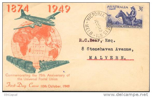 1949  Australia  FDC  U.P.U. - U.P.U.