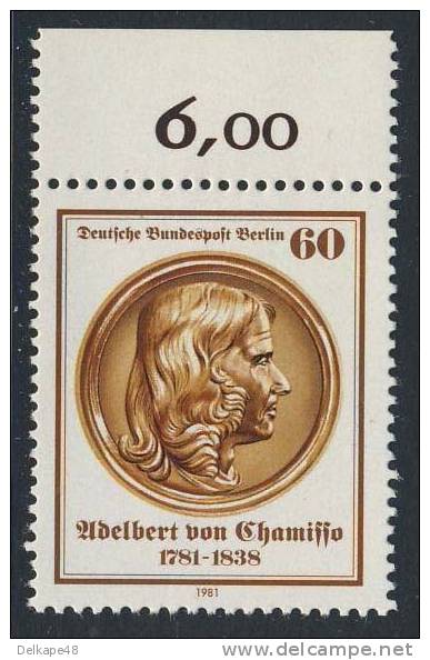 Germany Berlin 1981 Mi 638 YT 599 Sc 9NB462 ** Adelbert Von Chamisso (1781-1838) Poet + Nature Scientist - Schrijvers