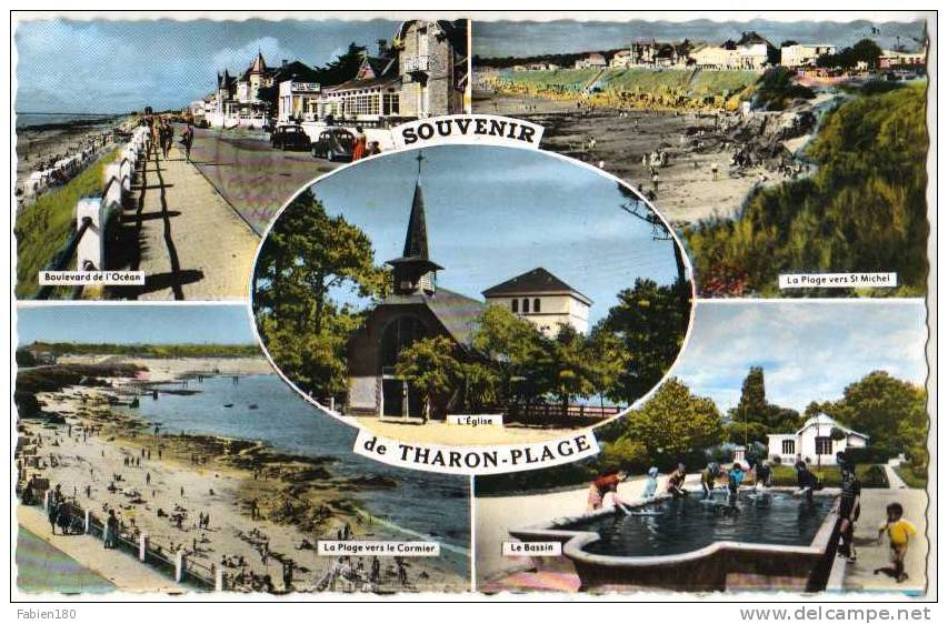 44 Souvenir De THARON-PLAGE - Bld De L'Océan - L'Eglise - La Plage Vers St Michel - La Plage Vers Le Cormier - Le Bassin - Saint-Michel-Chef-Chef