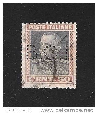 PERFIN - ITALIA REGNO - 1927: Valore Da 50 C. Usato Effigie Di V. E. III° (PERFIN) - In Buone Condizioni. - Perforiert/Gezähnt