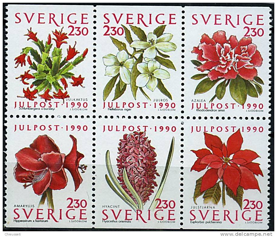 Suède ** N° 1625 à 1630 - Noël. Fleurs De Saison - Unused Stamps