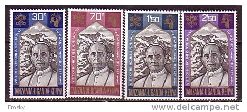 P3511 - BRITISH COLONIES KENYA UGANDA TANZANIA Yv N°186/89 ** PAPE PAUL VI - Kenya, Uganda & Tanzania