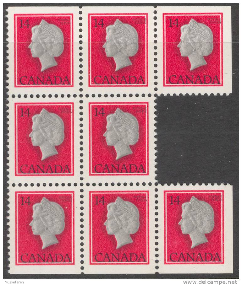 Canada 1978 Mi. 682 C... Queen Elizabeth II Booklet Pane ERROR Displaced Black Text To The Right !! MNH - Plaatfouten En Curiosa