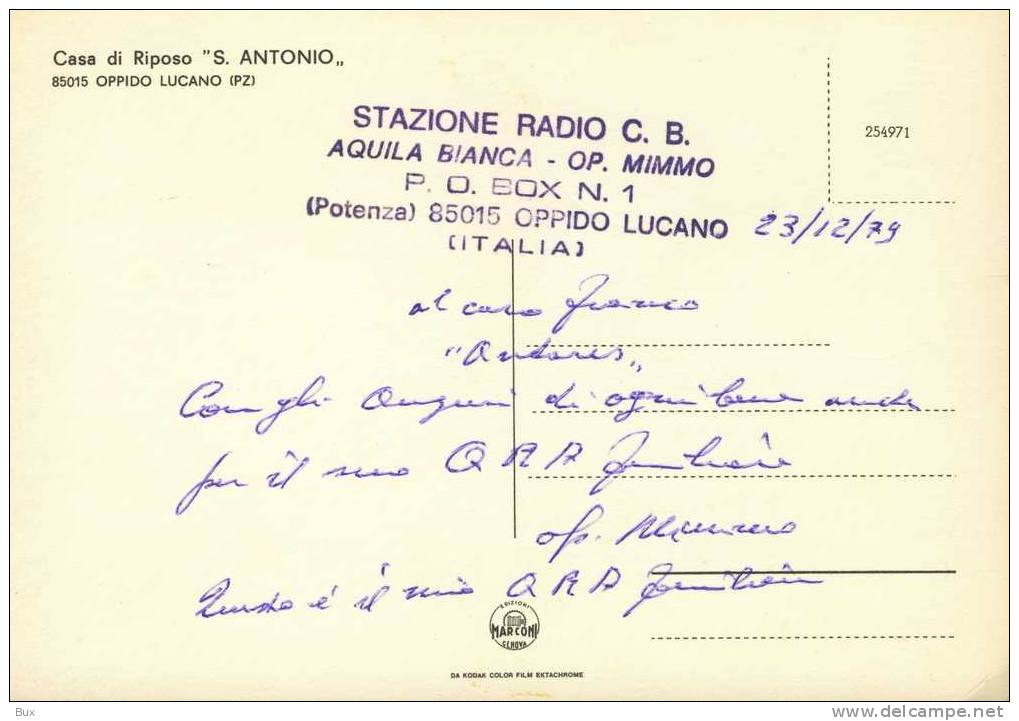 CASA DI RIPOSO S. ANTONIO  OPPIDO LUCANO   BASILICATA - POTENZA -    VIAGGIATA  IN BUSTA CORRISPONDENZA OPERATORI RADIO - Potenza