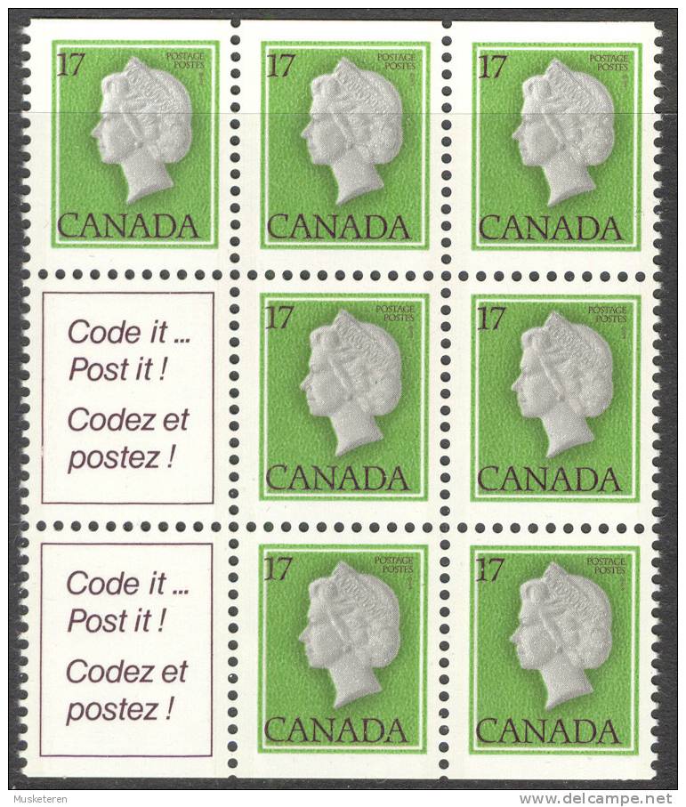 Canada 1979 Mi. 717 C... Queen Elizabeth II Booklet Pane ERROR Displaced Black Text To The Left !! MNH - Varietà & Curiosità