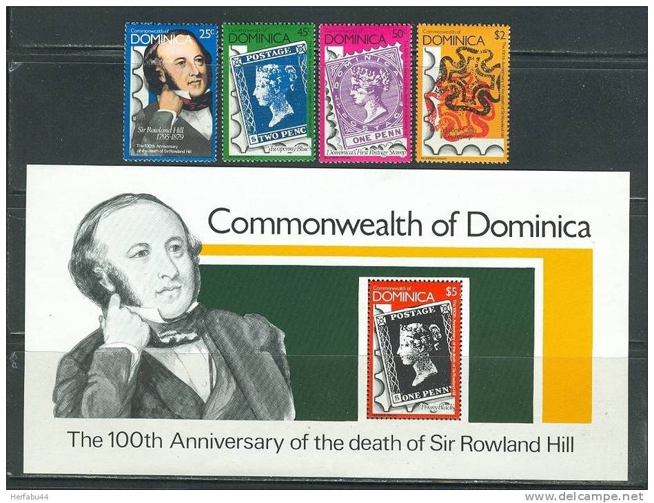 Dominica          Rowland Hill          Set & Souvenir Sheet        SC# 608-12 MNH** - Dominica (1978-...)