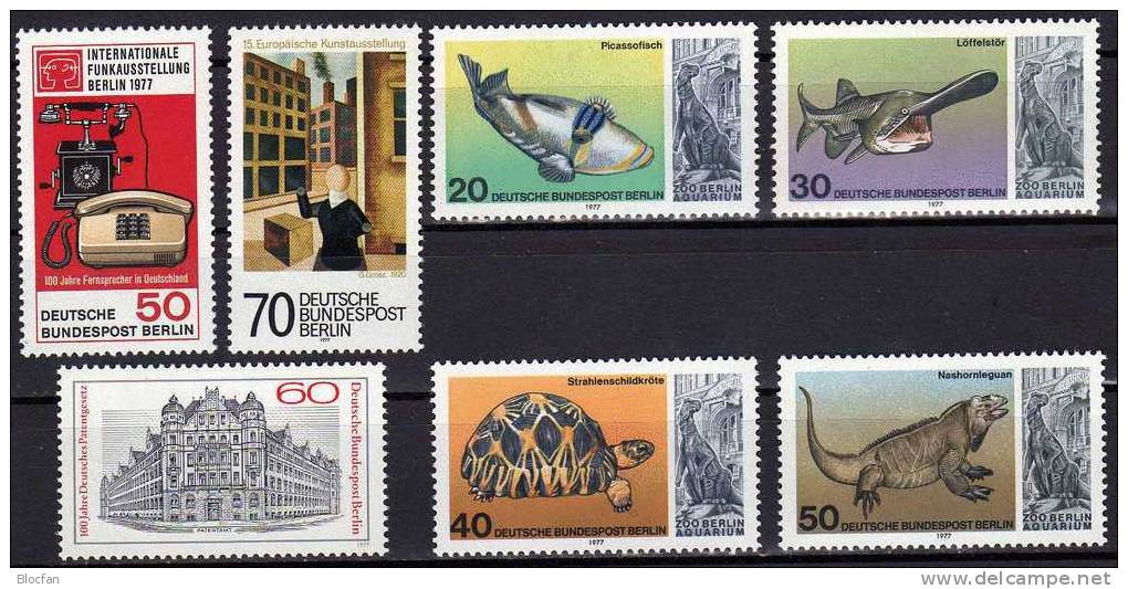 III/1977 ** Telefon Patente Maler Grosz Zoo Berlin 549-555 10€ Berliner Stamps Set From Germany - Natura