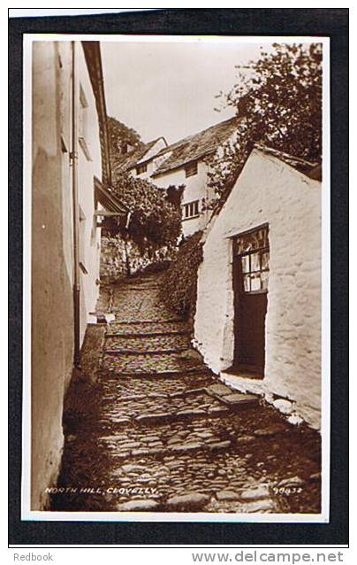 Real Photo Postcard North Hill Cottages Clovelly Devon - Ref 412 - Clovelly