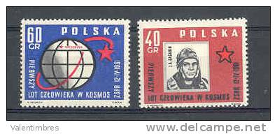 Pologne  Poland Polen Polska **  N° YT 1090/91 Cosmonaute Gagarine - Europa