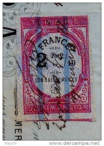 1889 - MARCA DA BOLLO FRANCESE SU POLIZZA DI CARICO - RR - Steuermarken