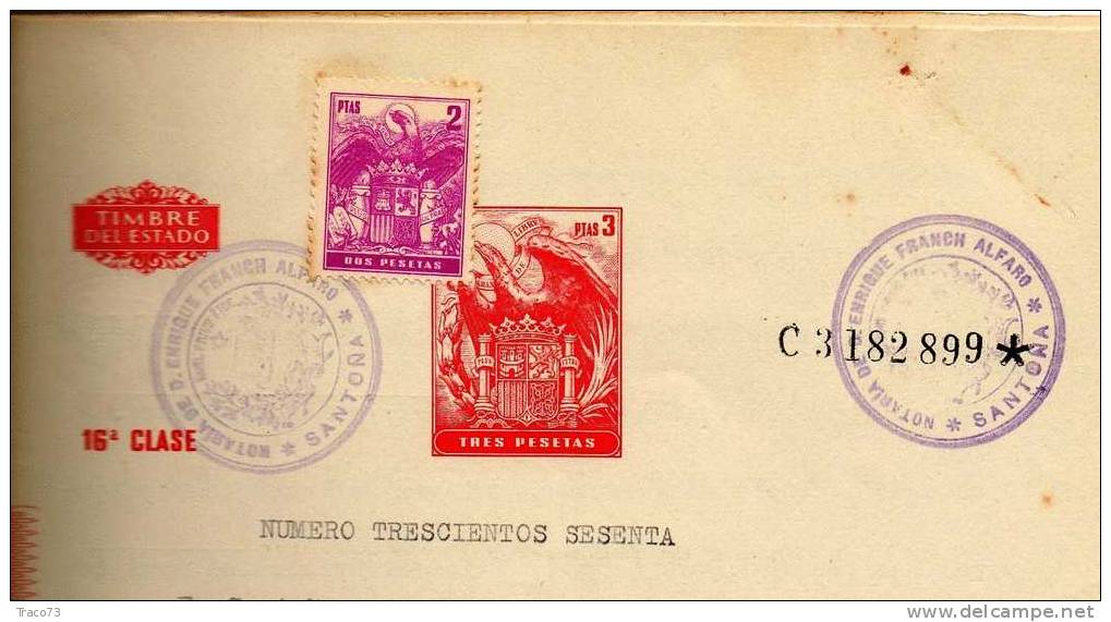1964 - SPAGNA - MARCHE DA BOLLO SU ATTO NOTARILE COMPLETO    RR - Revenue Stamps
