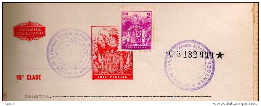 1964 - SPAGNA - MARCHE DA BOLLO SU ATTO NOTARILE COMPLETO    RR - Revenue Stamps