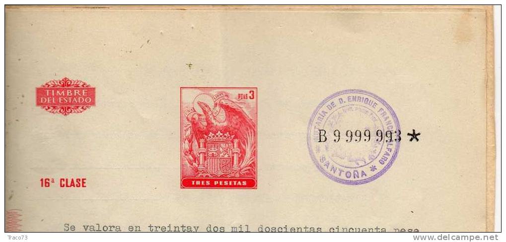 1964 - SPAGNA - MARCHE DA BOLLO SU ATTO NOTARILE COMPLETO    RR - Revenue Stamps