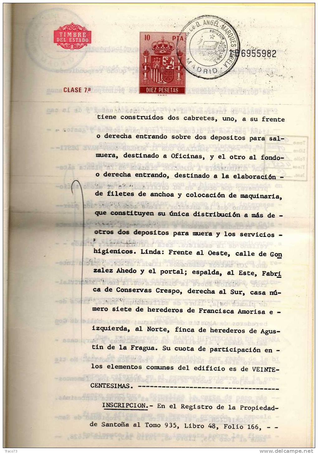 1985 - SPAGNA - MARCHE DA BOLLO SU ATTO NOTARILE COMPLETO    RR - Fiscale Zegels