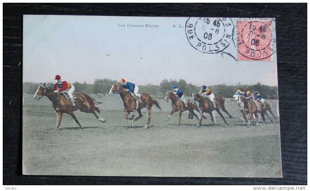 Carte Postale Affranchie : Les Courses Plates (correspondance Au Verso - 1906) - Horse Show