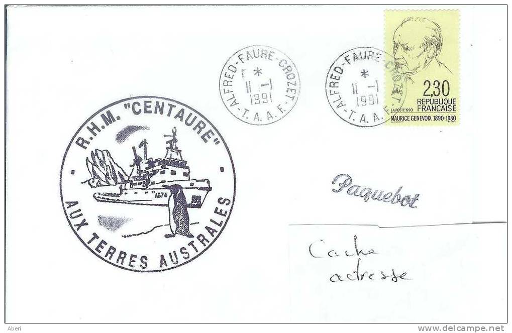 4676 R H M CENTAURE Aux CROZET - 2éme Rotation - 11-1-91 - Lettres & Documents