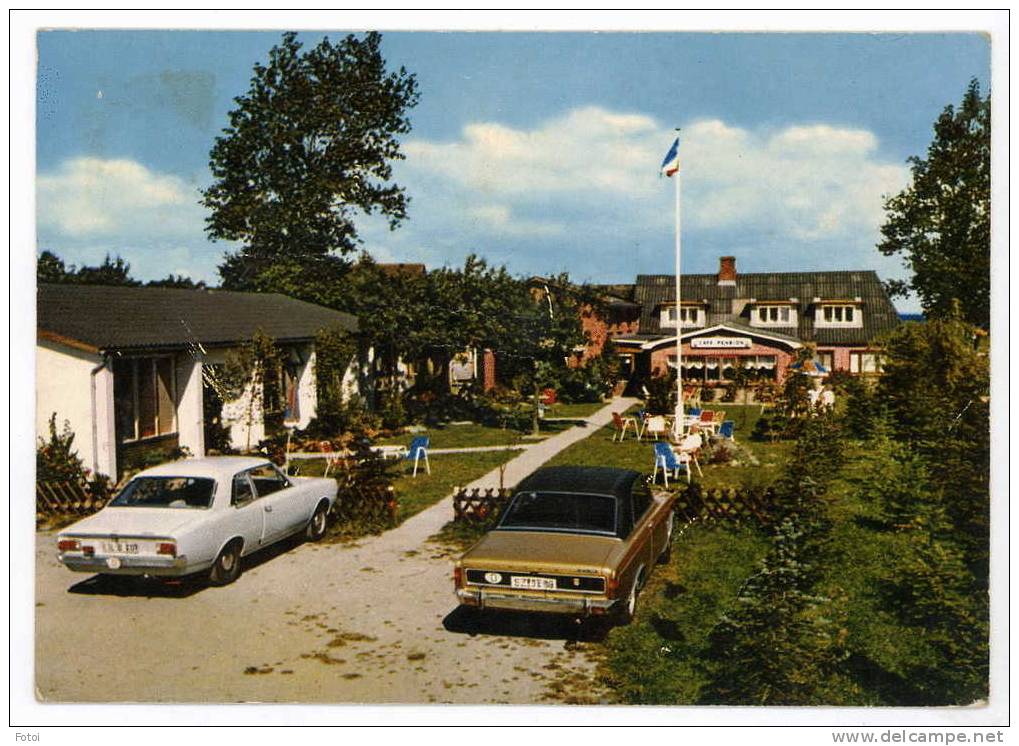 PHOTO POSTCARD RESTAURANT FAHRE CAFE BONSBERG GELTING CARTE POSTAL FORD TAUNUS COUPE OPEL - Flensburg