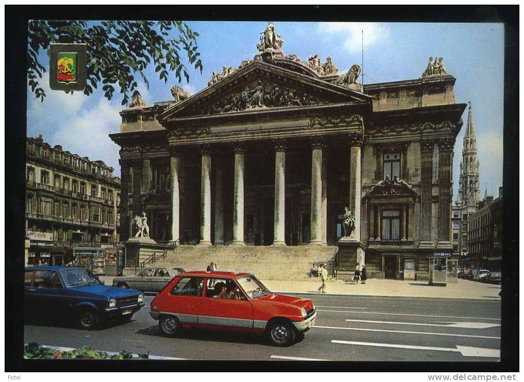 PHOTO POSTCARD BRUSSELES BRUXELLES BOURSE CARTE POSTAL CARS RENAULT 5 FORD ESCORT - Avenues, Boulevards