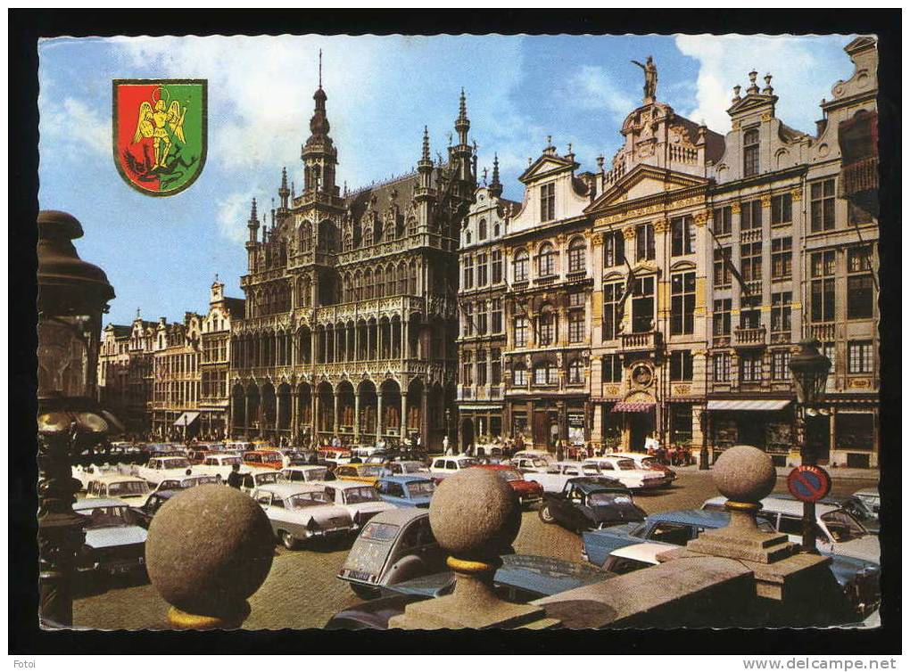 PHOTO POSTCARD BRUSSELS BRUXELLES GRAND PLACE CARTE POSTAL CARS VOITURES CITROEN DS - Avenues, Boulevards