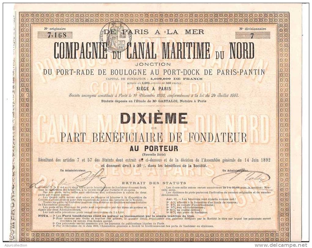 CANAL MARITIME DU NORD .1888 - Navigation