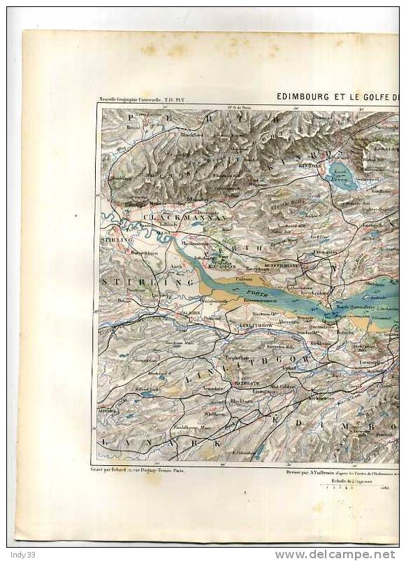 - EDIMBOURG ET LE GOLFE DE FORTH . CARTE GRAVEE EN COULEURS AU XIXe S. - Mapas Topográficas