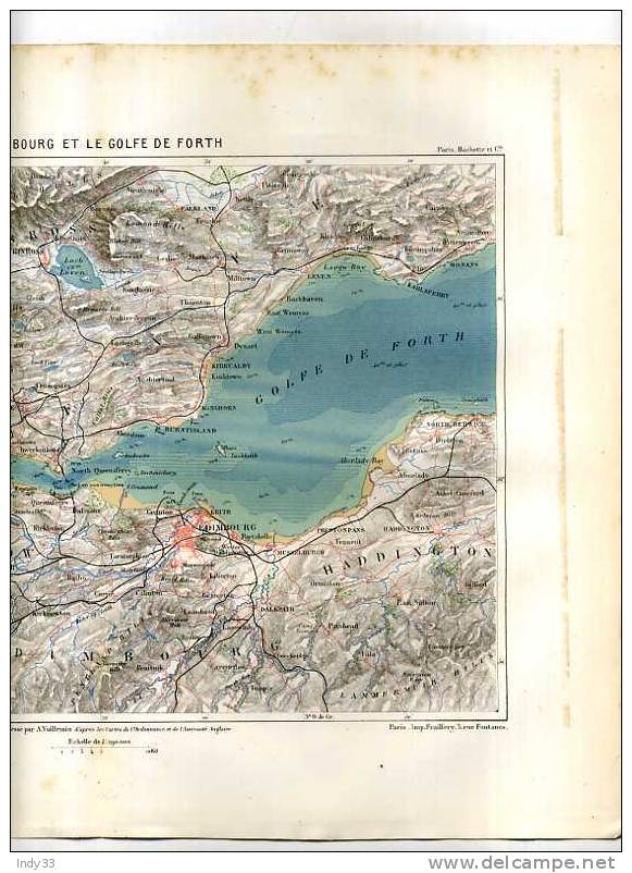 - EDIMBOURG ET LE GOLFE DE FORTH . CARTE GRAVEE EN COULEURS AU XIXe S. - Mapas Topográficas