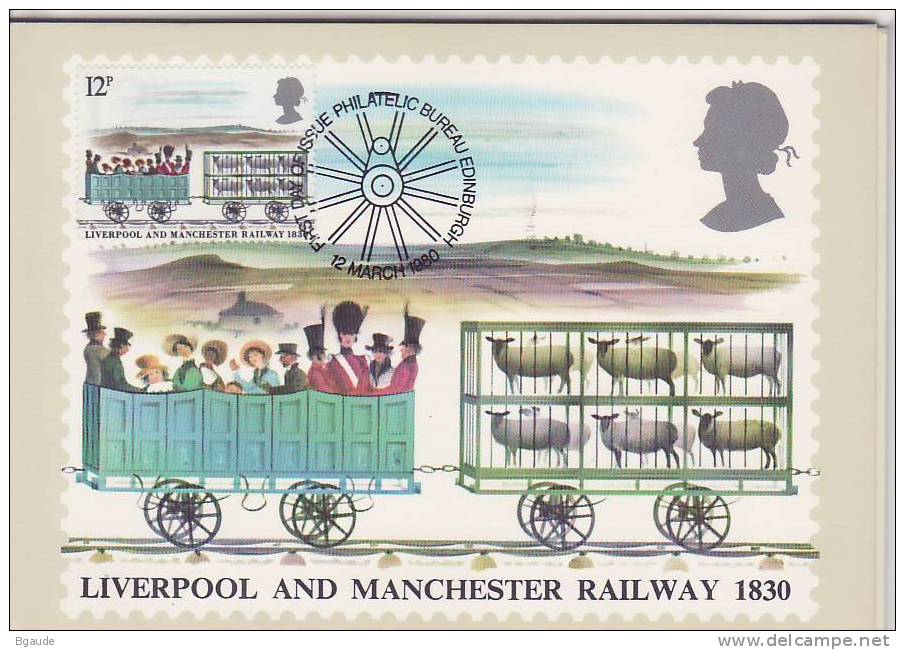 GRANDE BRETAGNE  CARTE MAXIMUM NUM.YVERT 927 TRAIN LIVERPOOL MANCHESTER - Carte PHQ