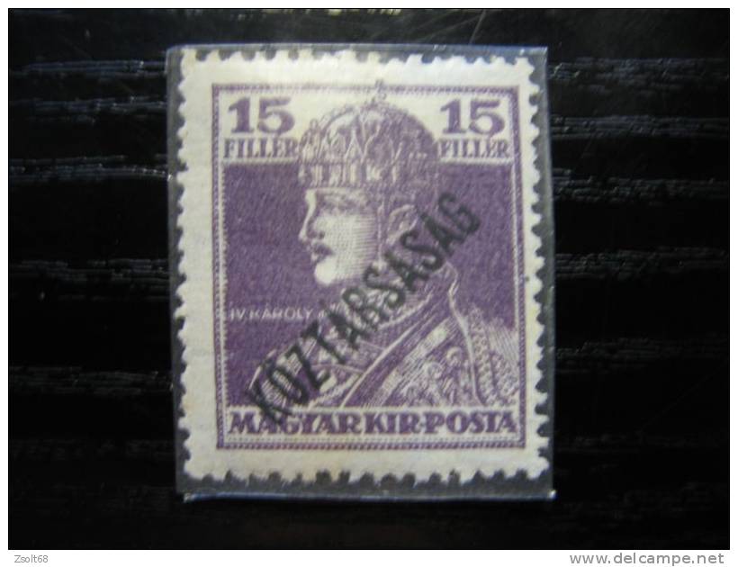 KARL IV. 15 FILLER  - REPUBLIK   POSTMARK - Unused Stamps