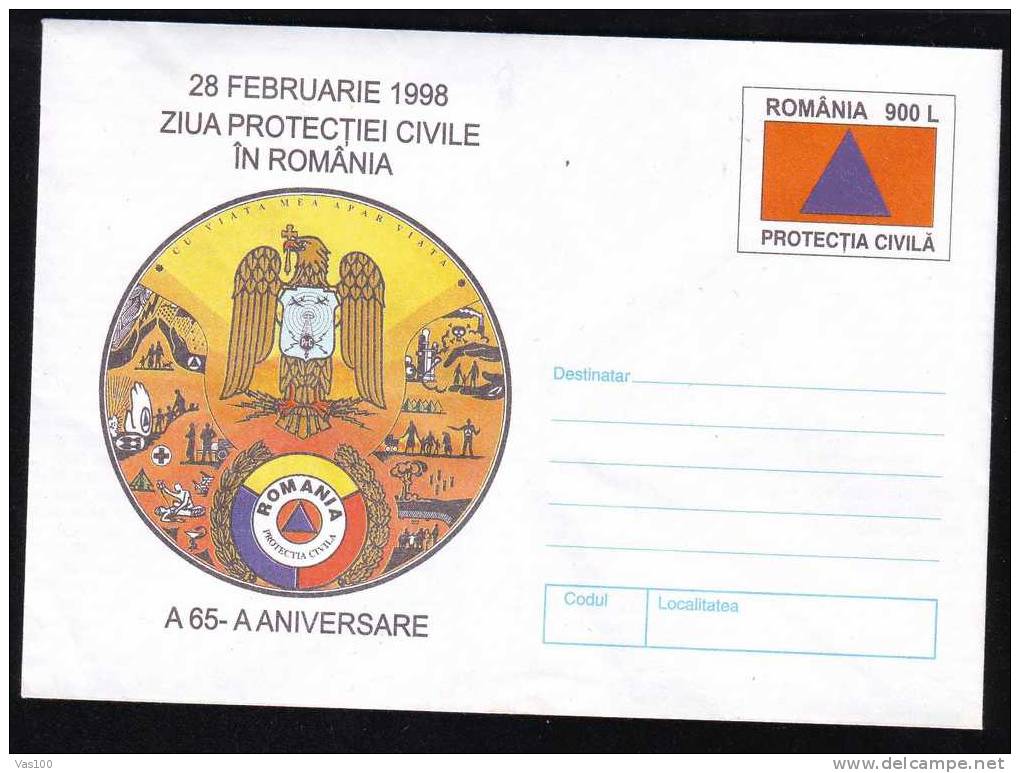 CARD COAT OF ARMS,Drapeaux ,Red Cros Militaria Emblem Cover Stationery 1998,Romania. - Covers