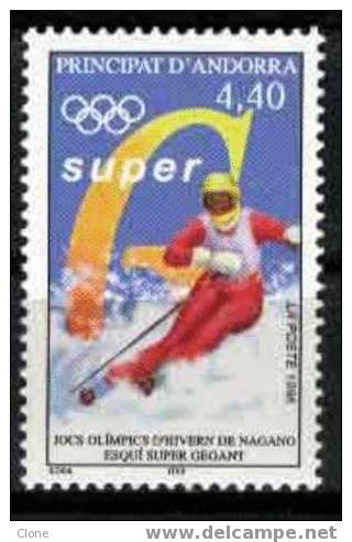 Andorre Français - 498** (YT) : Jeux Olympiques D´hiver, à Nagano (Japon). - Hiver 1998: Nagano