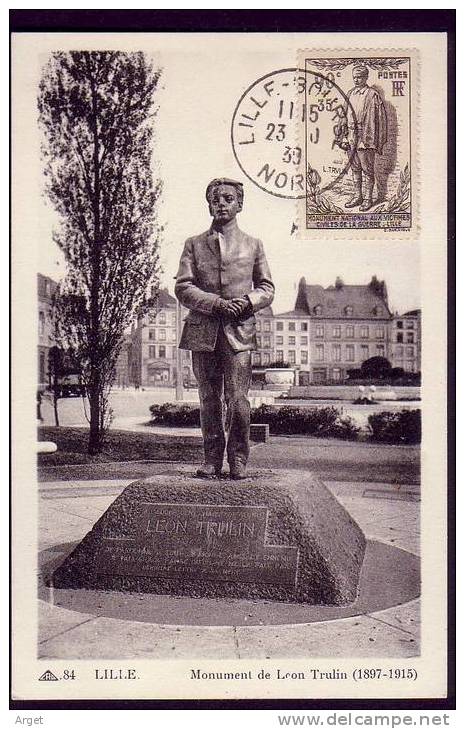 Carte-Maximum FRANCE N°Yvert 420 (Monument Trulin) Obl Lille 23.10.39 (Ed CAP 84) - 1930-1939